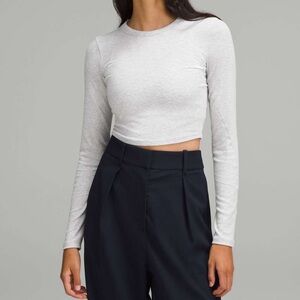 Lululemon Hold Tight Cropped Long Sleeve Shirt - Heather Grey (8)